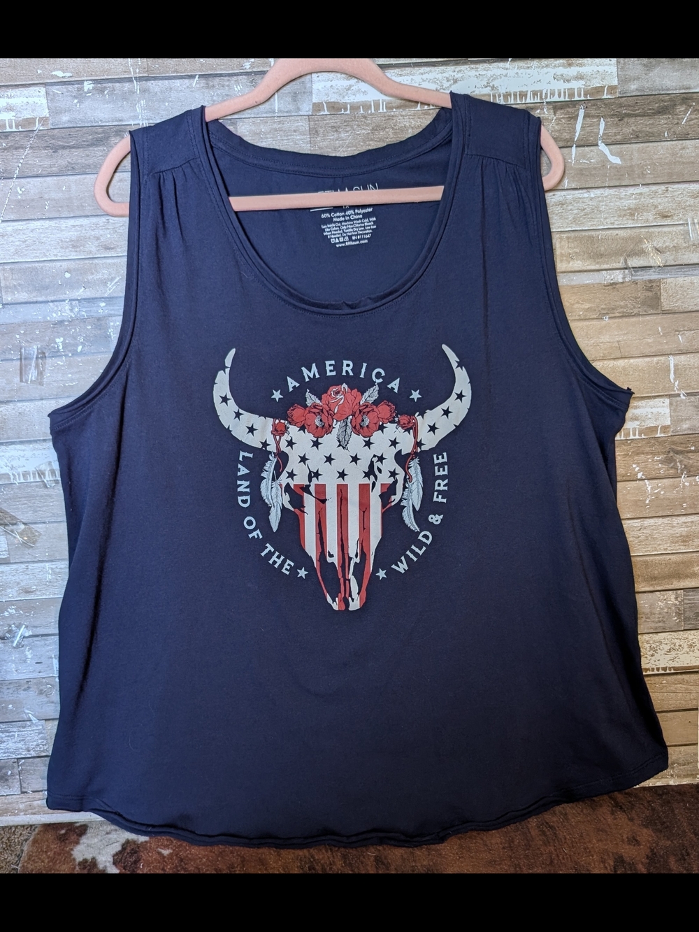 Fifth Sun New Condition Americana Navy Blue America Land Of The Free Graphic Tnk